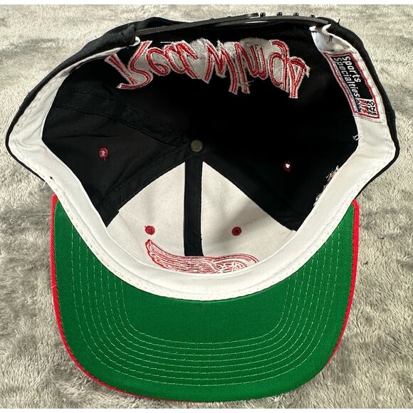 Vintage NHL Detroit Red Wings Sports Specialties Script Big Logo Snapback Hat - Picture 9 of 13